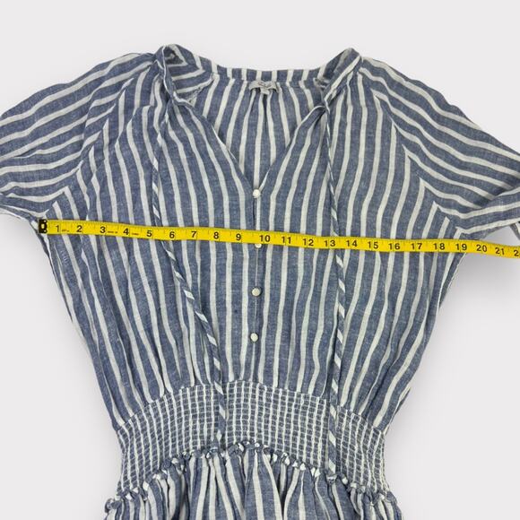Rails Jasmine Smocked Striped Long Sleeve Dress in Parisian Blue Medium - Picture 7 of 10